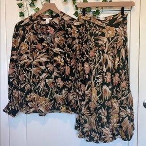 H&M skirt and blouse floral set